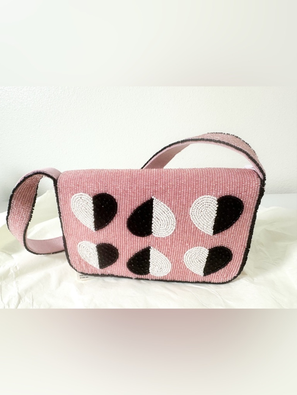 Anthropologie The Fiona Beaded Bag Icon Edition Hearts NWT - Picture 10 of 11